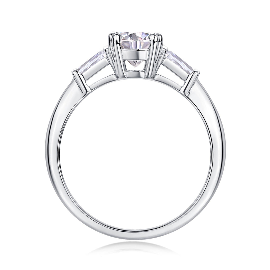 Goddess 1 Carat Moissanite Three-Stone Ring in Sterling Silver