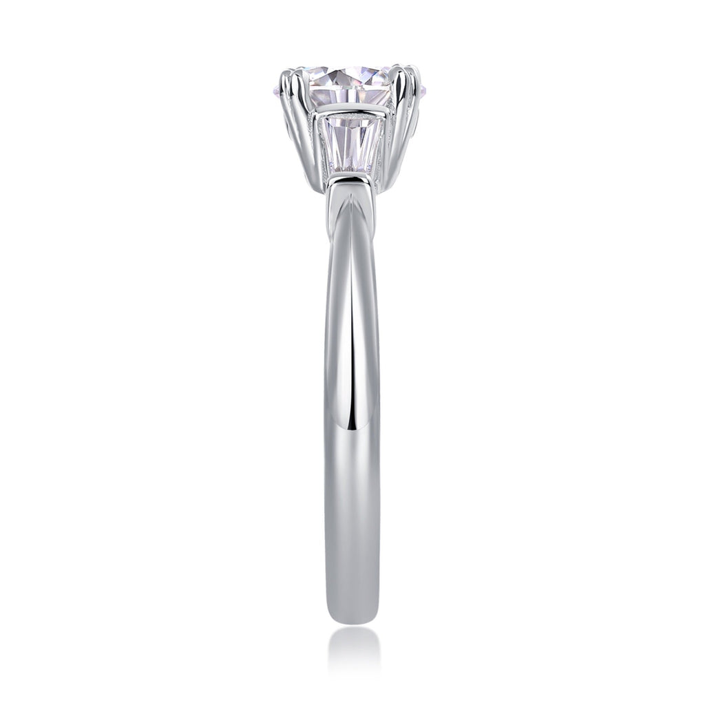 Goddess 1 Carat Moissanite Three-Stone Ring in Sterling Silver