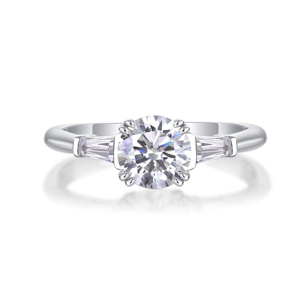 Goddess 1 Carat Moissanite Three-Stone Ring in Sterling Silver