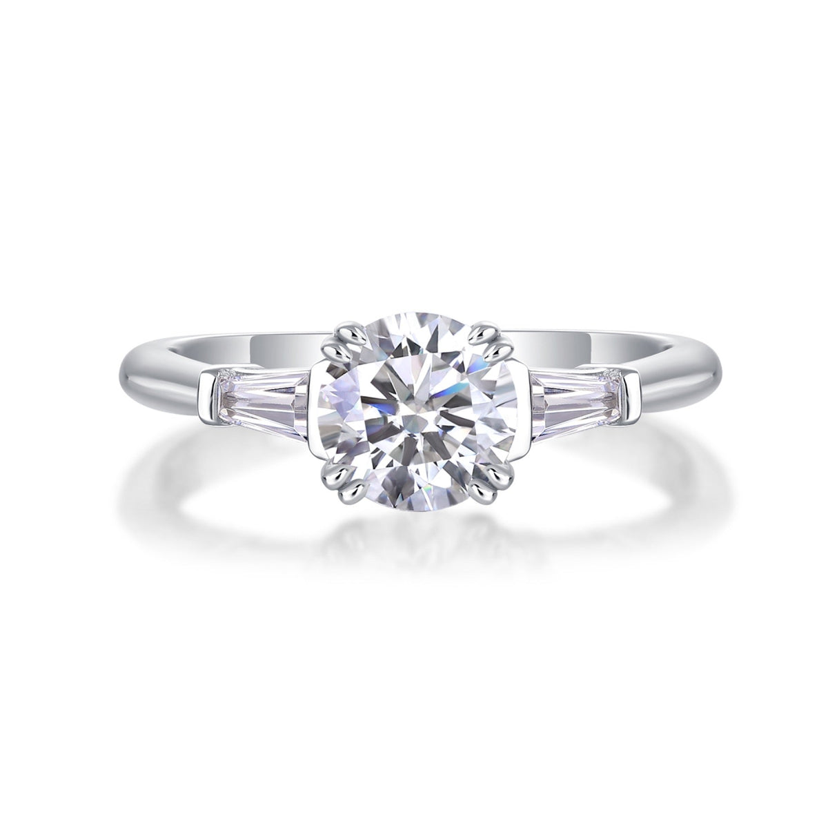 Goddess 1 Carat Moissanite Three-Stone Ring in Sterling Silver