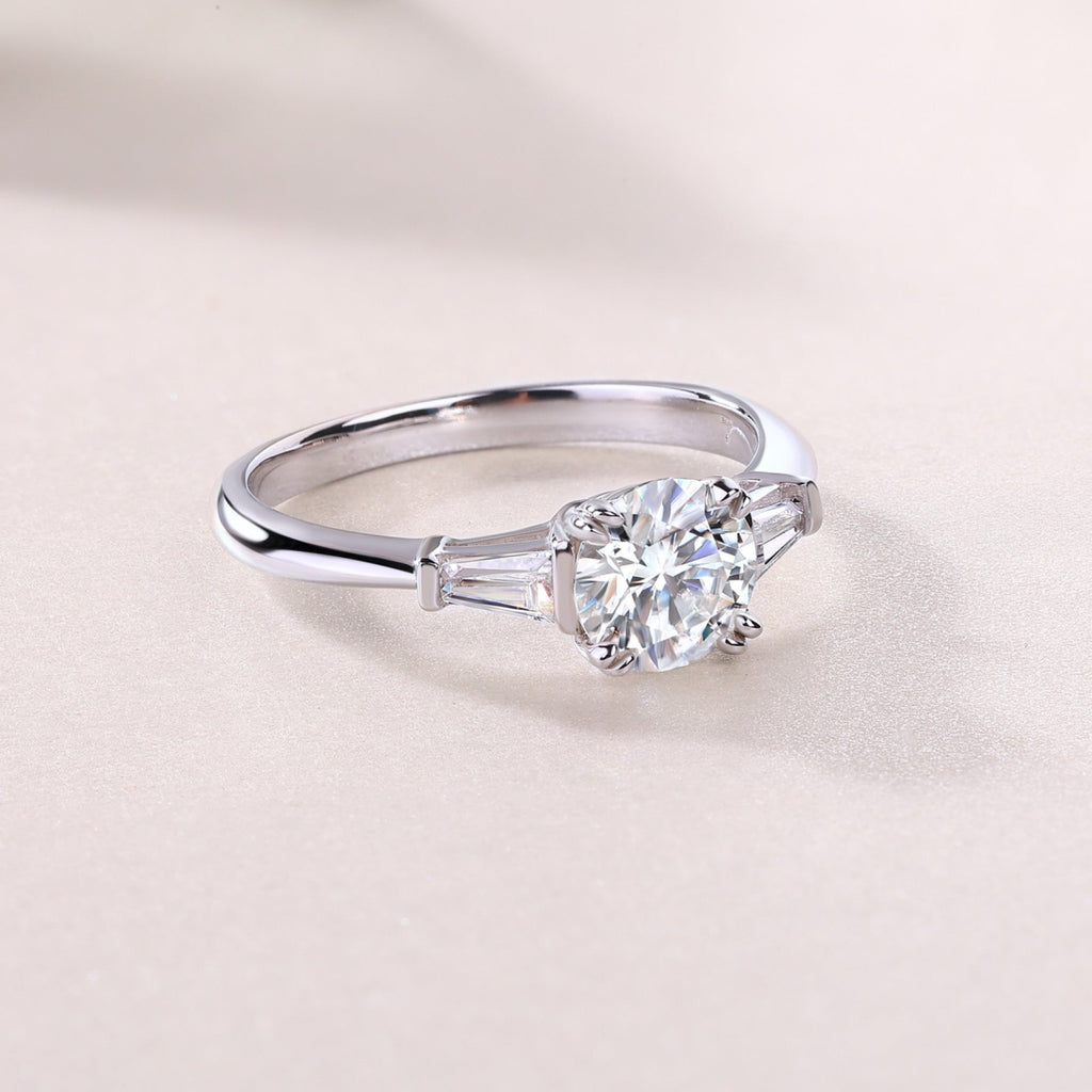 Goddess 1 Carat Moissanite Three-Stone Ring in Sterling Silver