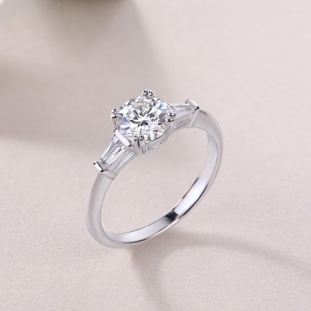 Goddess 1 Carat Moissanite Three-Stone Ring in Sterling Silver