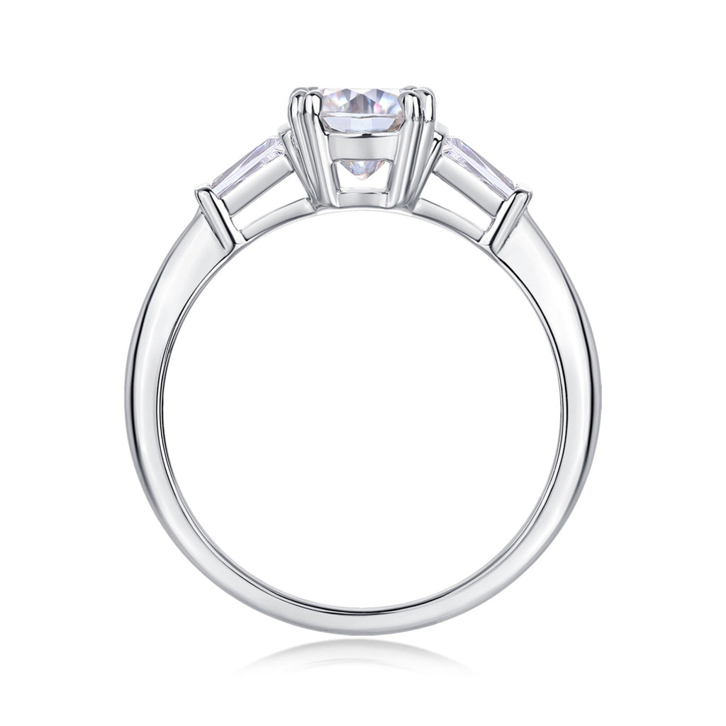 Destiny Cushion-Cut Moissanite Three-Stone Ring in Sterling Silver