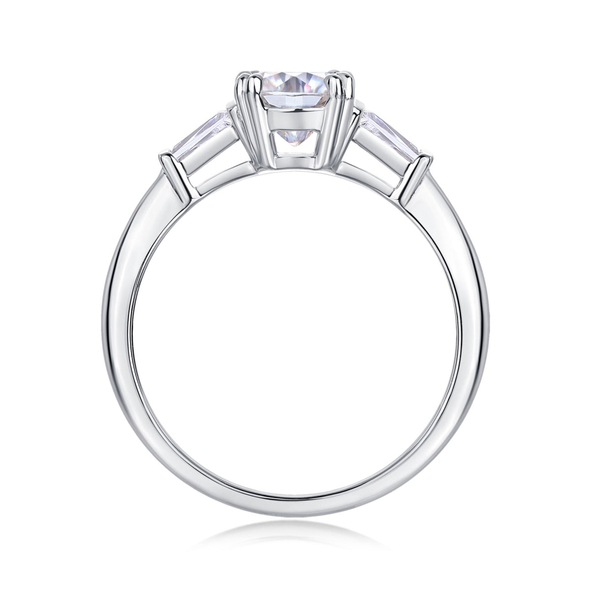 Destiny Cushion-Cut Moissanite Three-Stone Ring in Sterling Silver