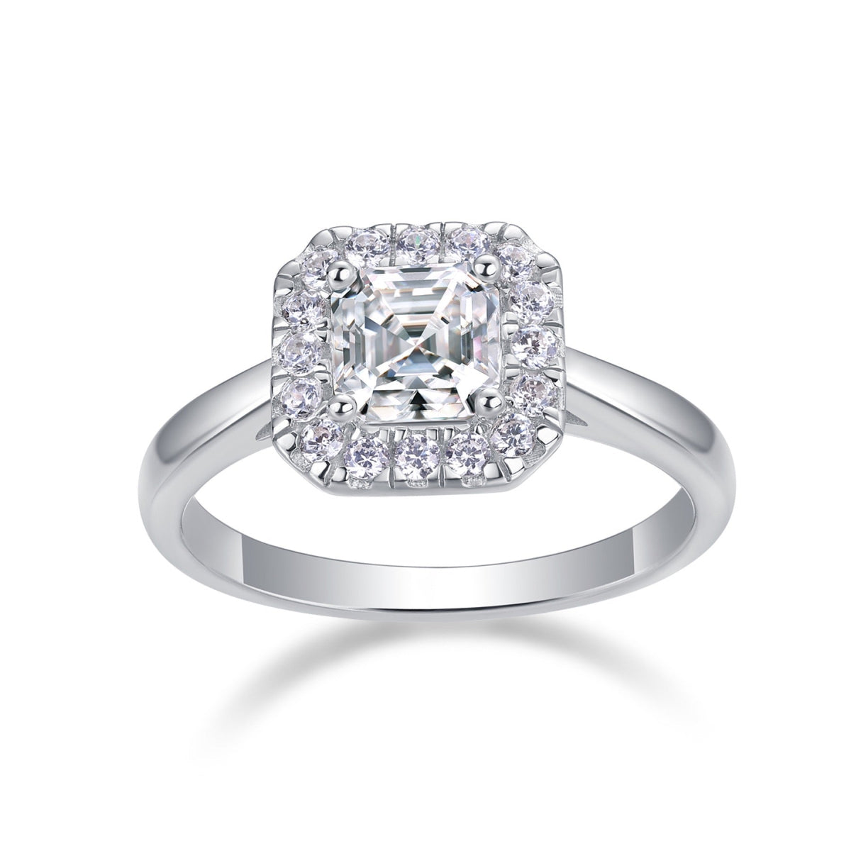 Piazza Cushion-Cut Moissanite Halo Ring in Sterling Silver