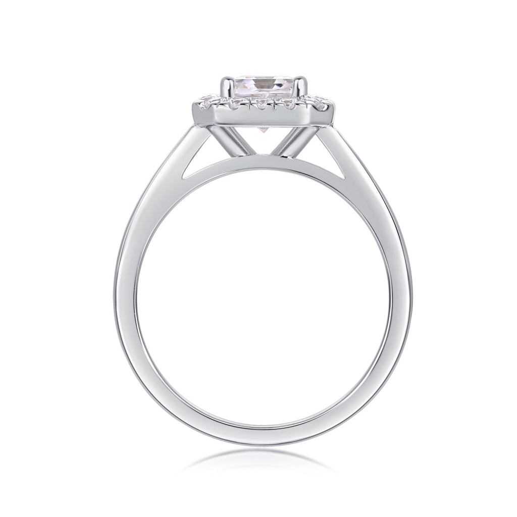 Piazza Cushion-Cut Moissanite Halo Ring in Sterling Silver