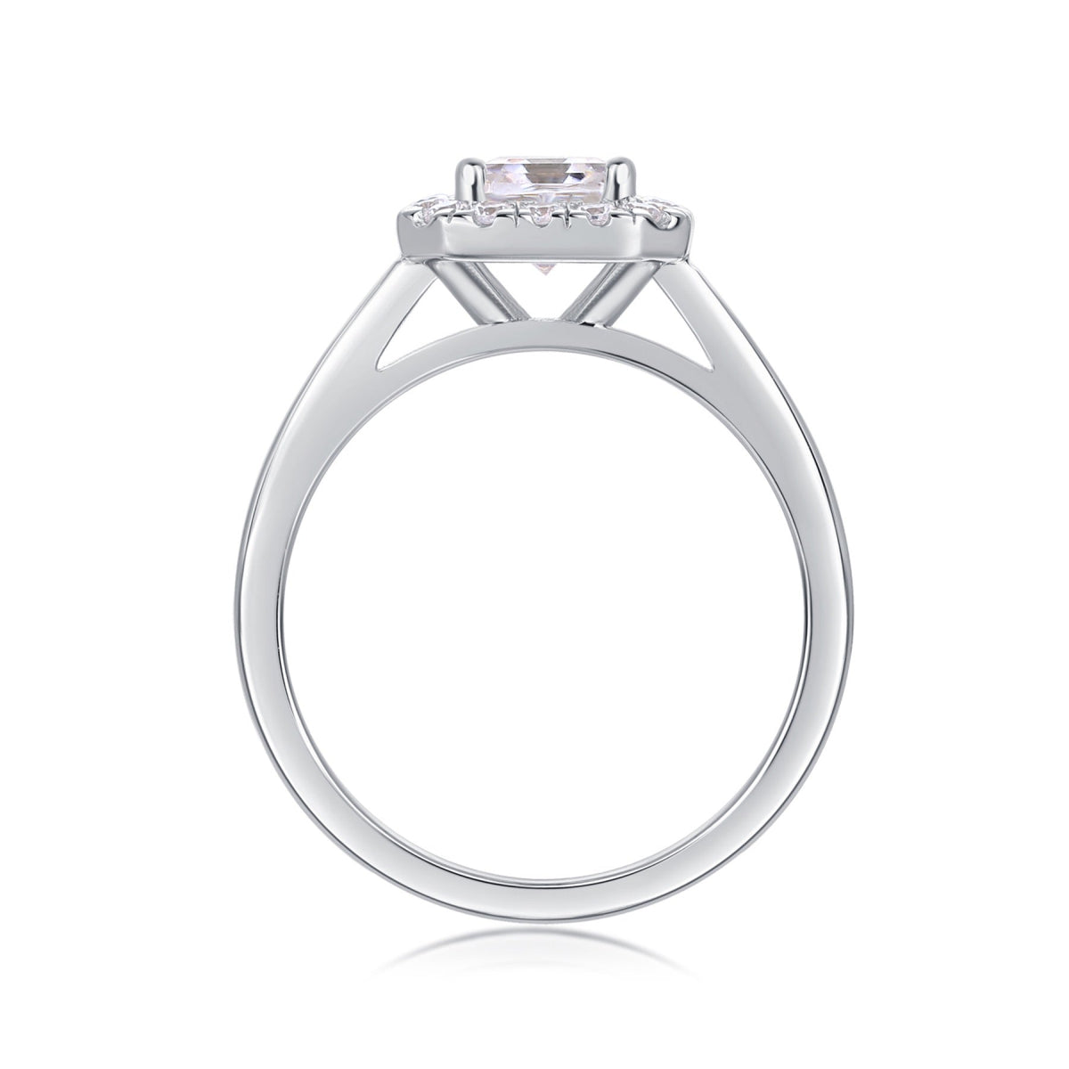 Piazza Cushion-Cut Moissanite Halo Ring in Sterling Silver