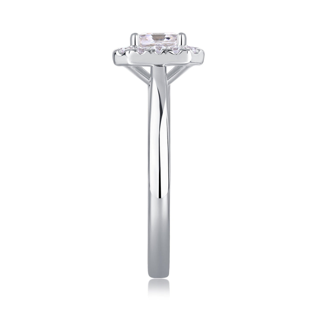Piazza Cushion-Cut Moissanite Halo Ring in Sterling Silver