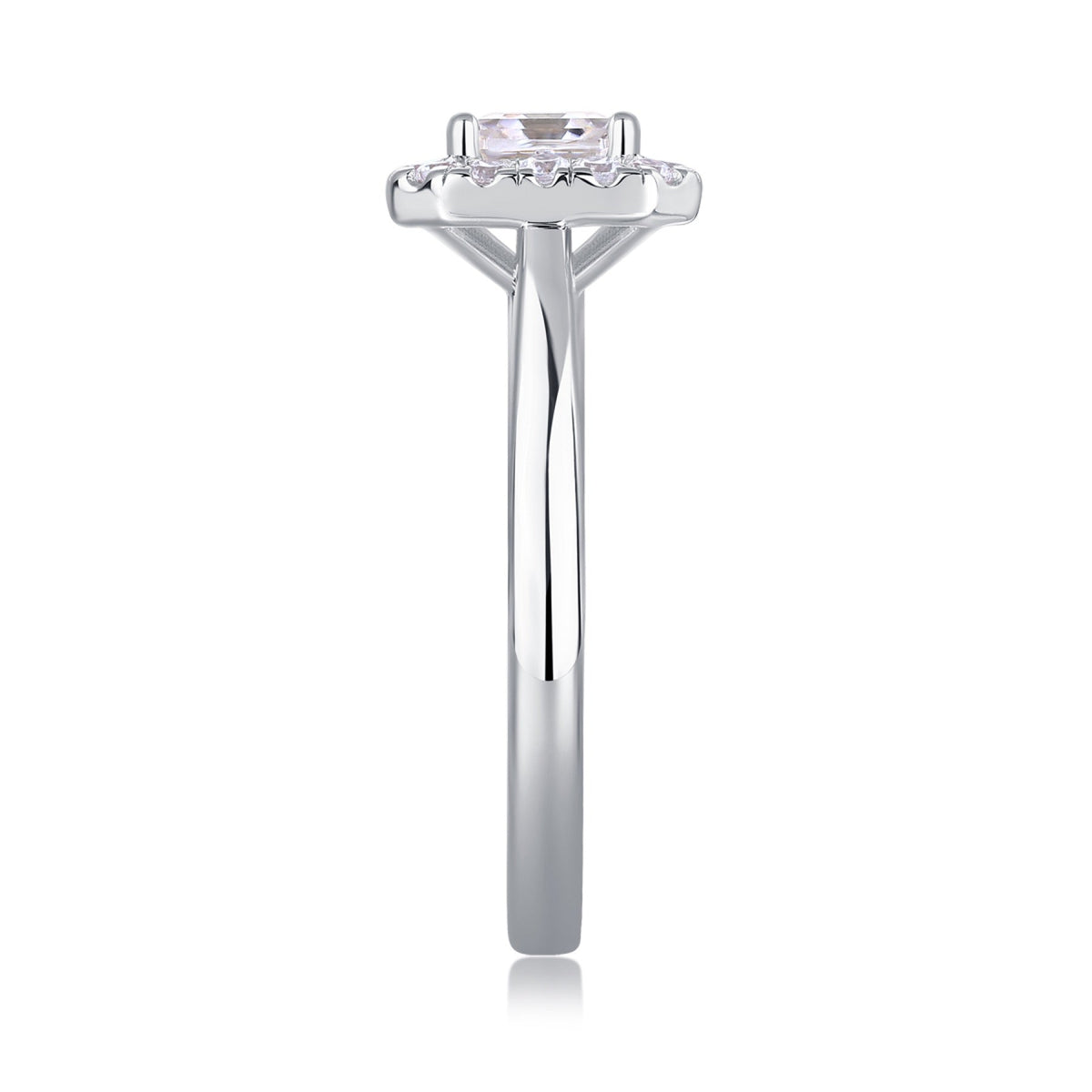 Piazza Cushion-Cut Moissanite Halo Ring in Sterling Silver
