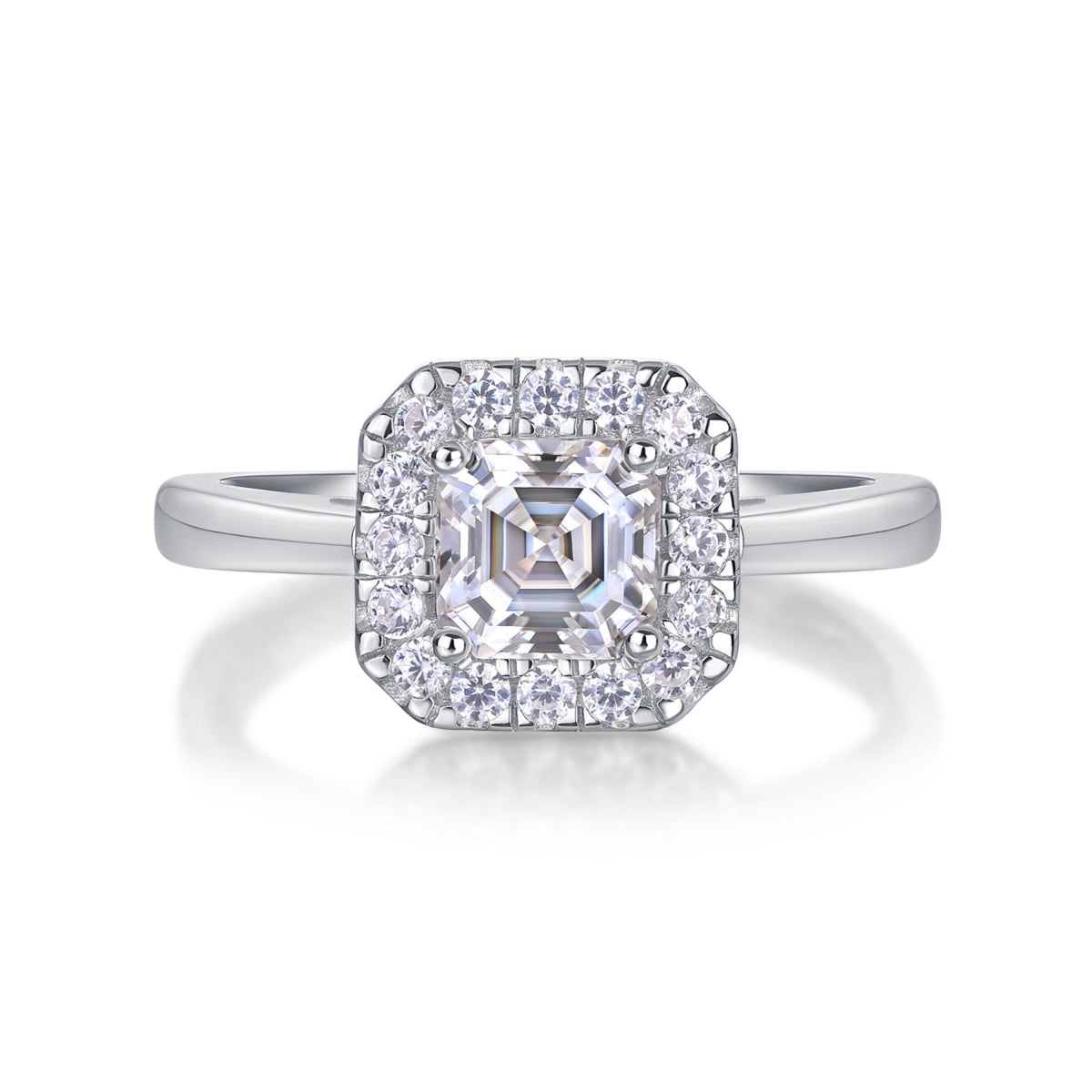 Piazza Cushion-Cut Moissanite Halo Ring in Sterling Silver