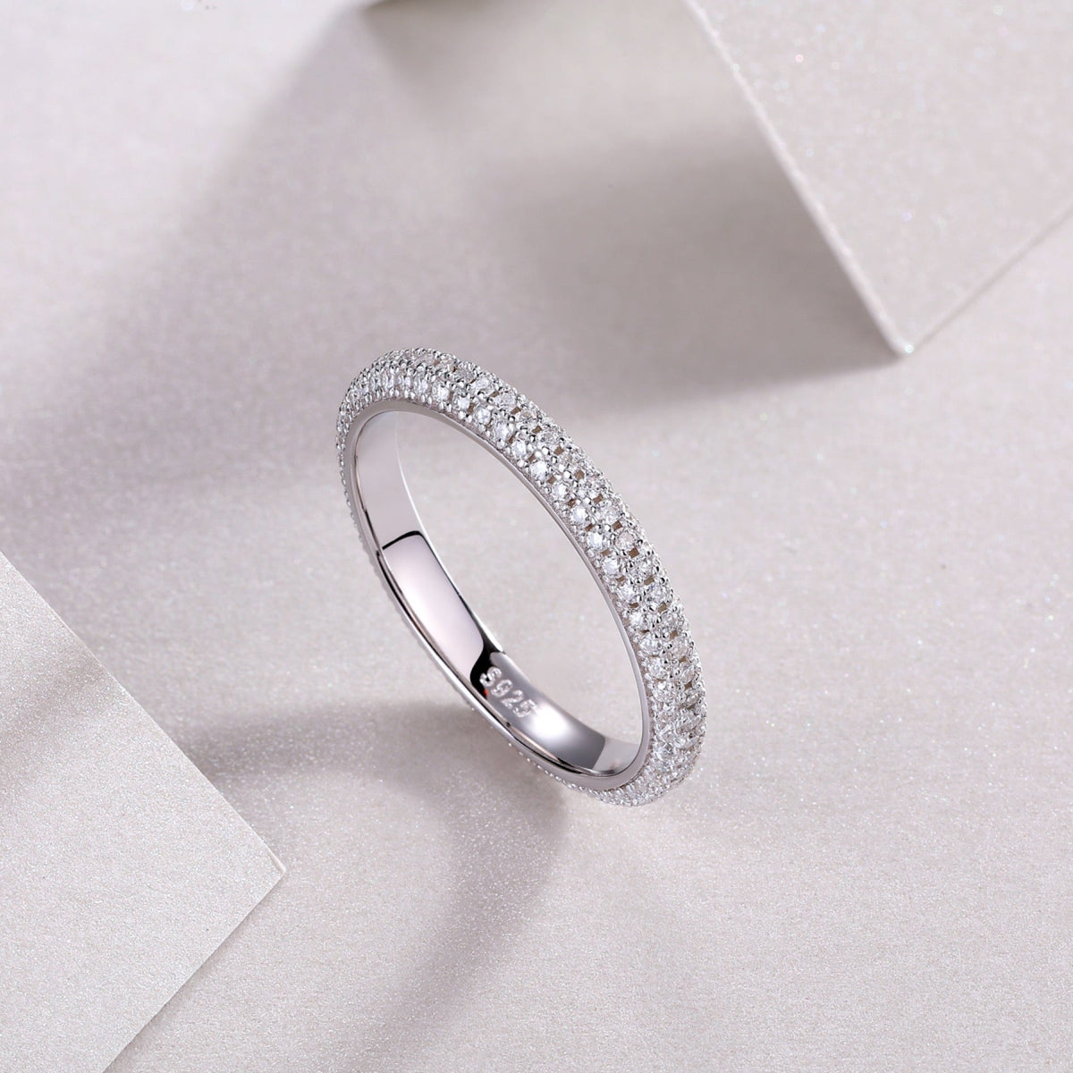 Mr. Right Moissanite Eternity Band Ring in Sterling Silver