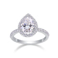 Spark Pear-Cut Moissanite Halo Ring in Sterling Silver