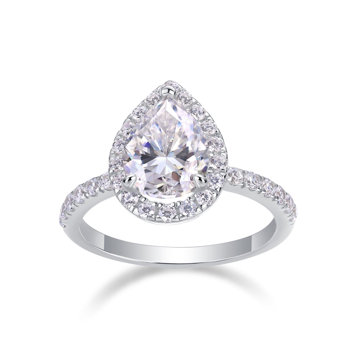 Spark Pear-Cut Moissanite Halo Ring in Sterling Silver