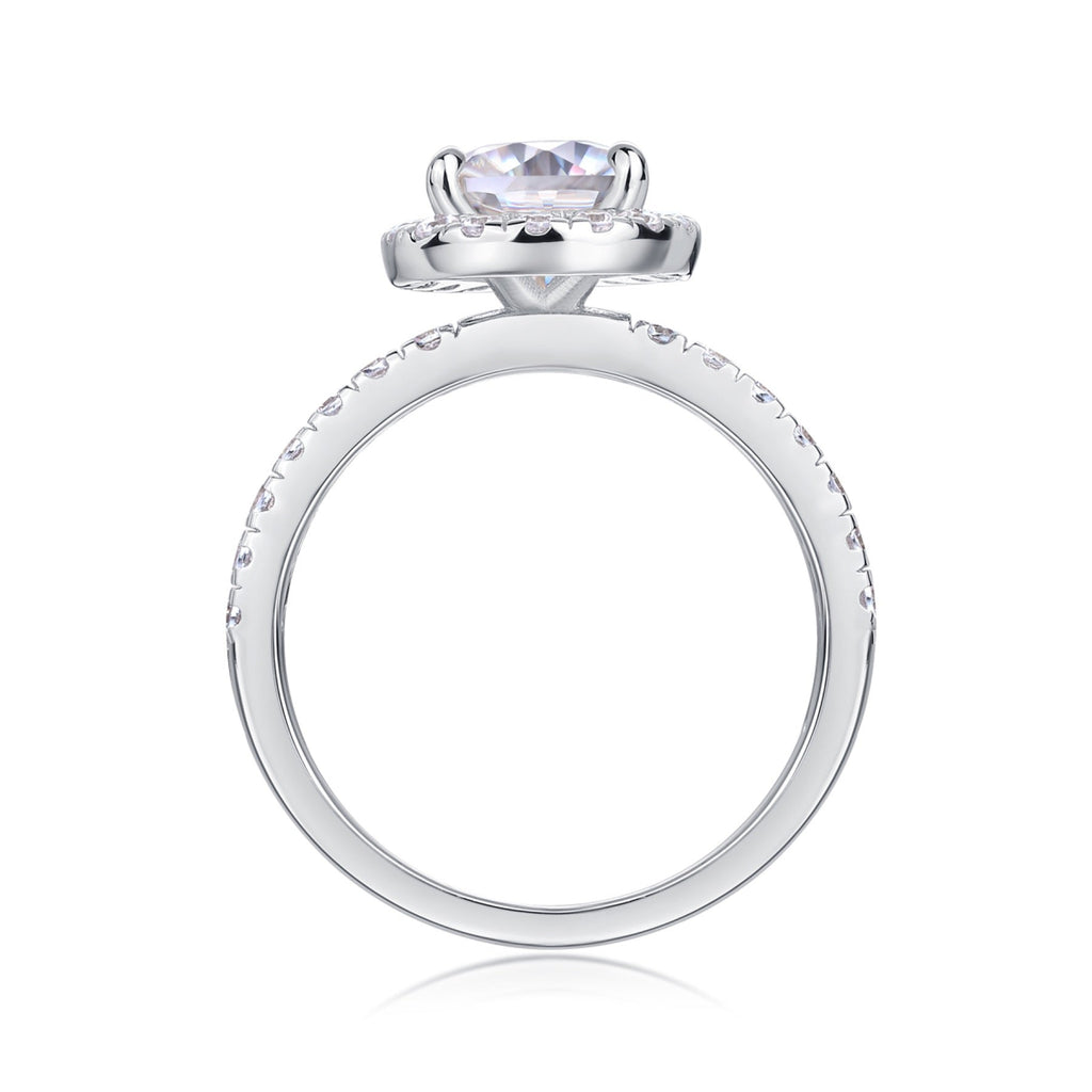 Spark Pear-Cut Moissanite Halo Ring in Sterling Silver