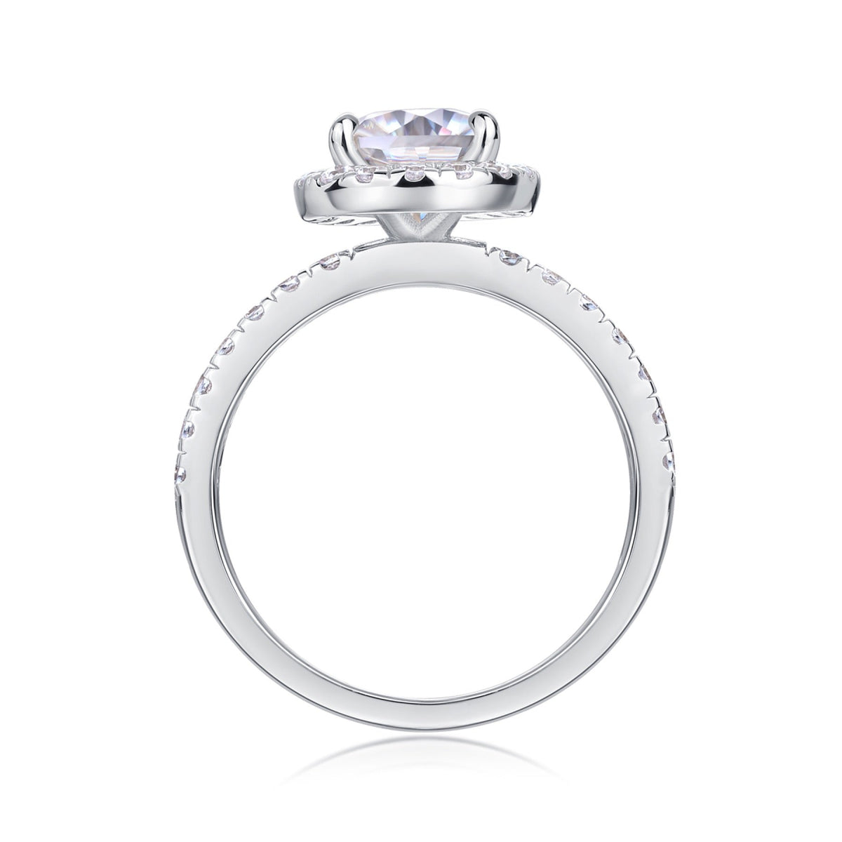 Spark Pear-Cut Moissanite Halo Ring in Sterling Silver