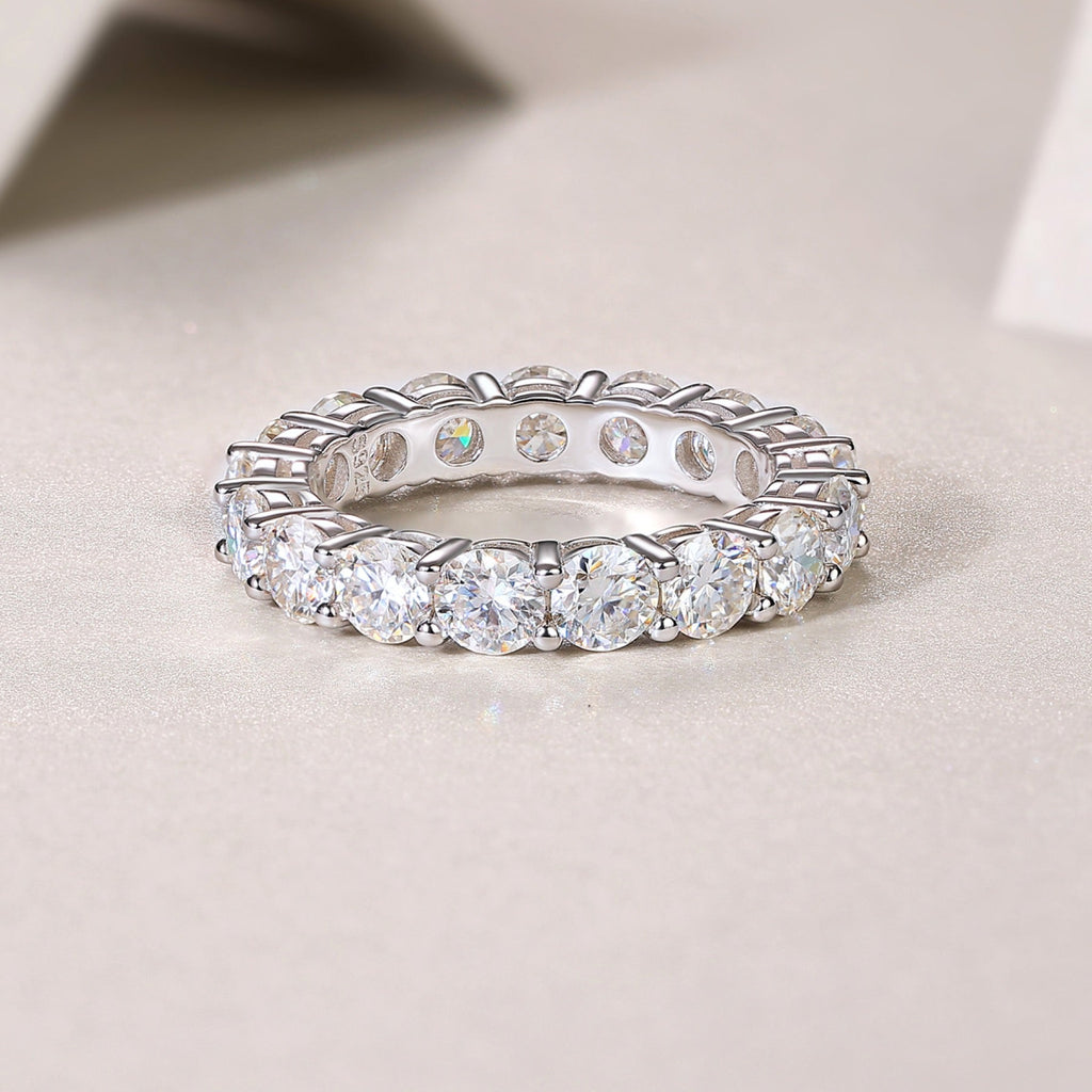 Starfield Moissanite Eternity Band Ring in Sterling Silver