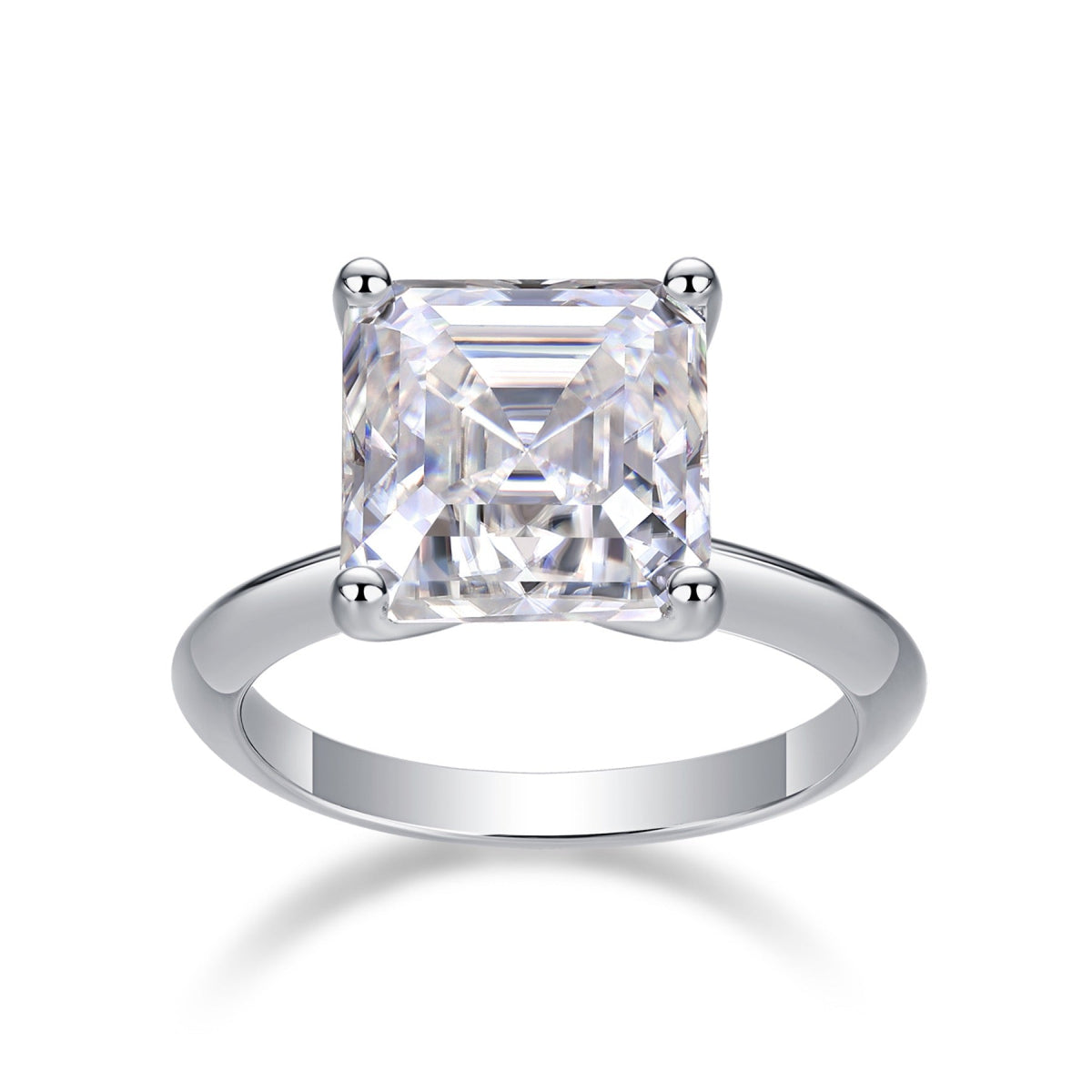 Dreamscape Asscher-Cut Moissanite Solitaire Ring in Sterling Silver