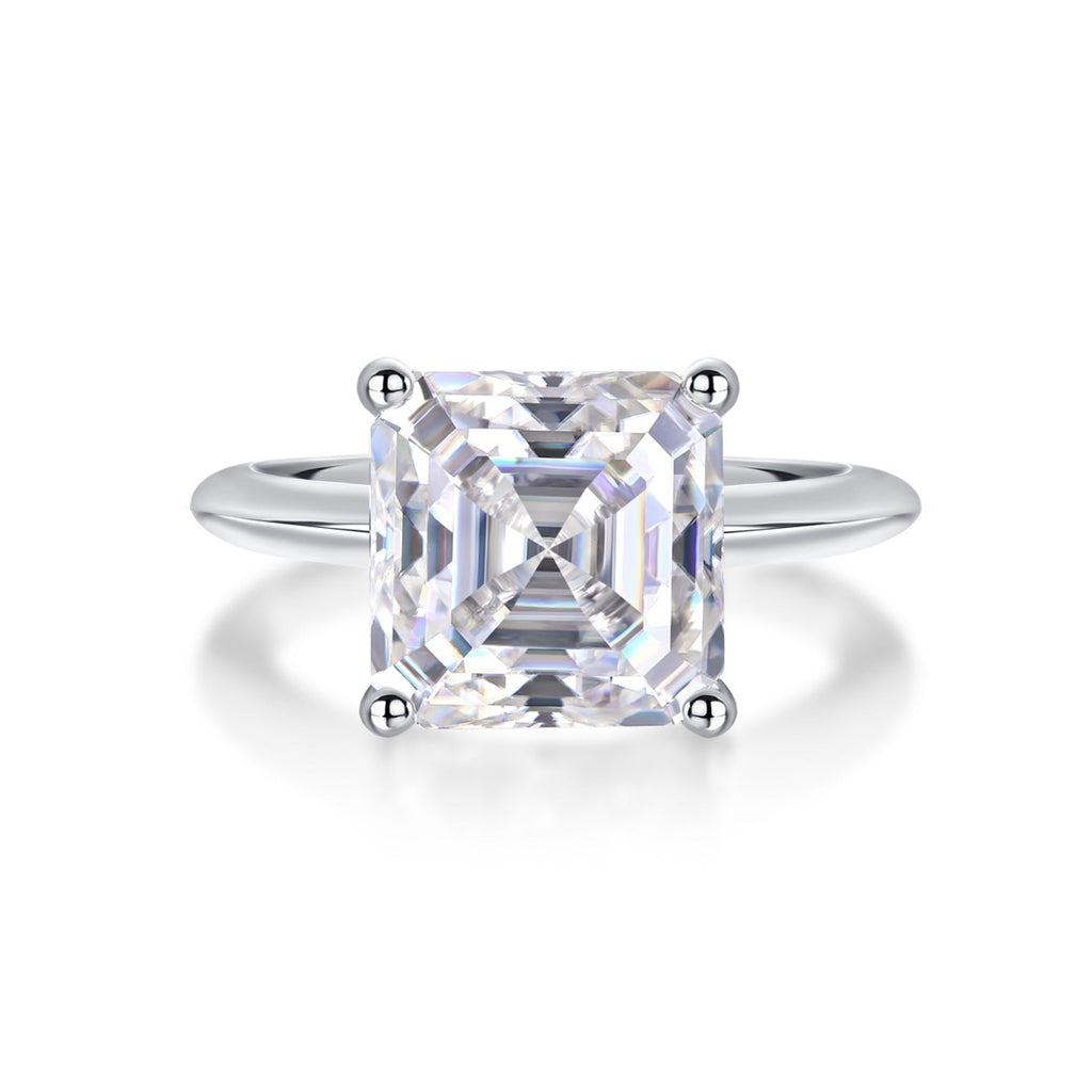 Dreamscape Asscher-Cut Moissanite Solitaire Ring in Sterling Silver