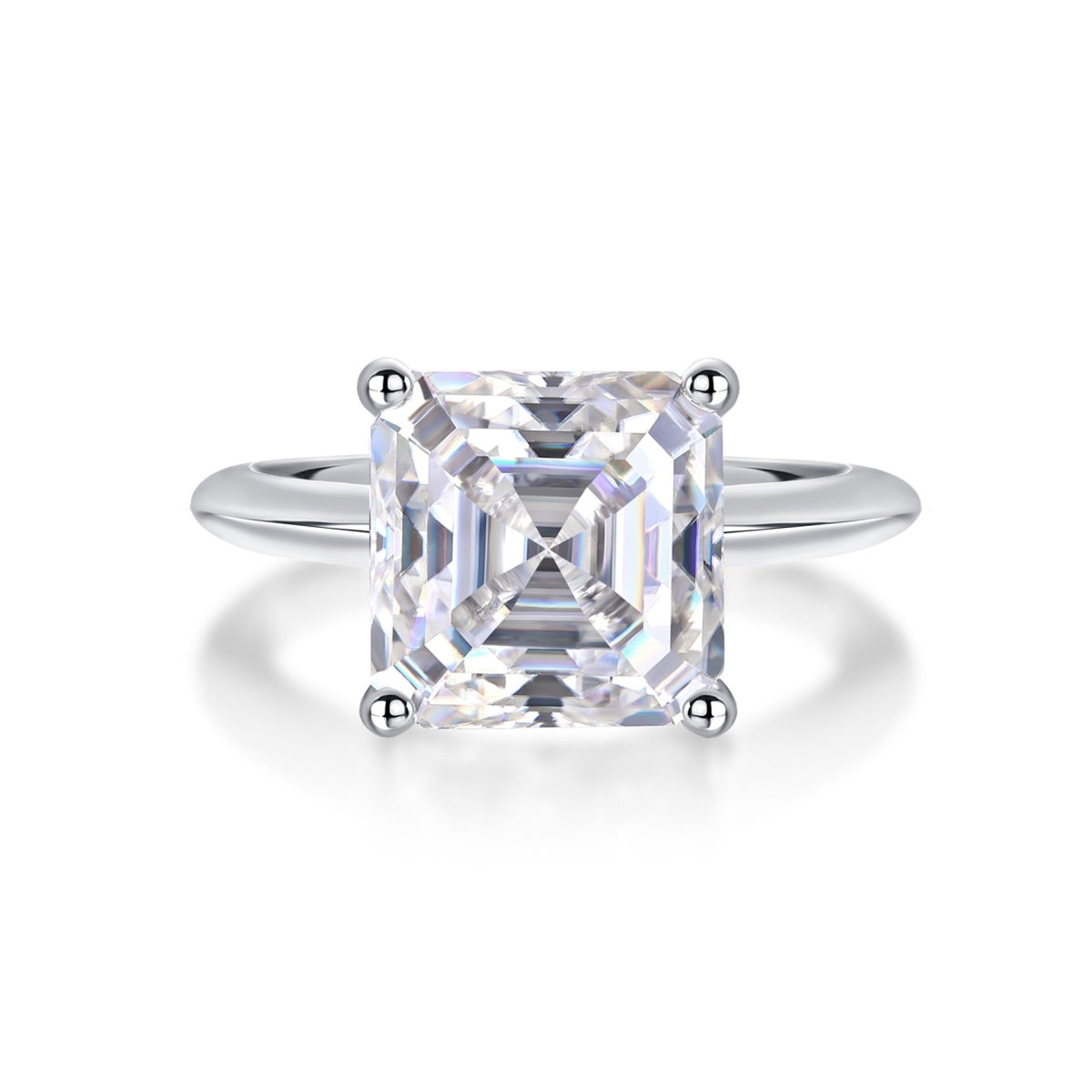 Dreamscape Asscher-Cut Moissanite Solitaire Ring in Sterling Silver