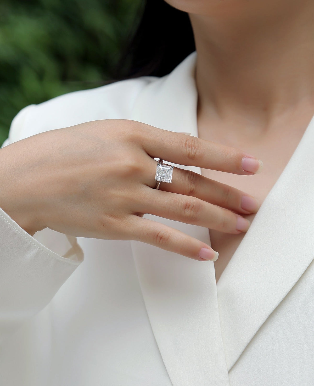 Dreamscape Asscher-Cut Moissanite Solitaire Ring in Sterling Silver