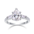 Moonlight Pear-Cut Moissanite Three-Stone Ring in Sterling Silver