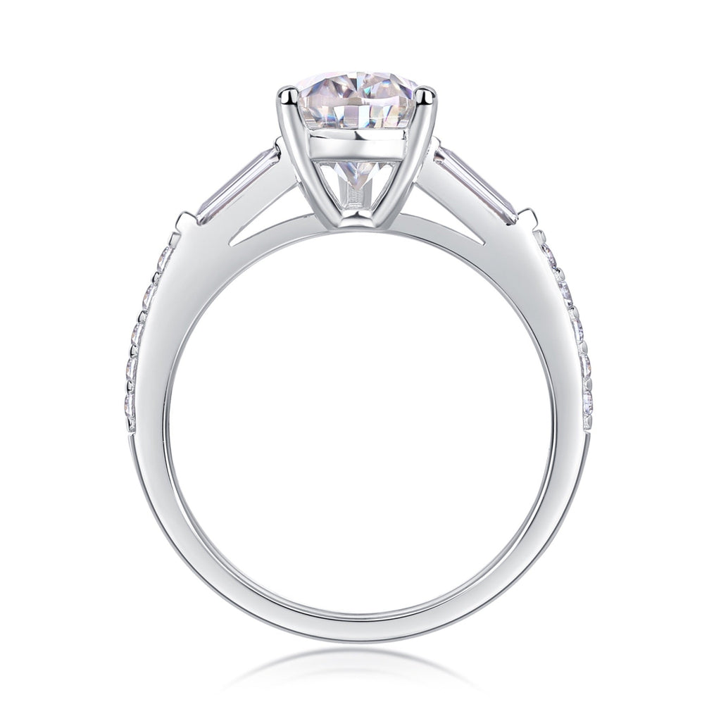 Moonlight Pear-Cut Moissanite Three-Stone Ring in Sterling Silver