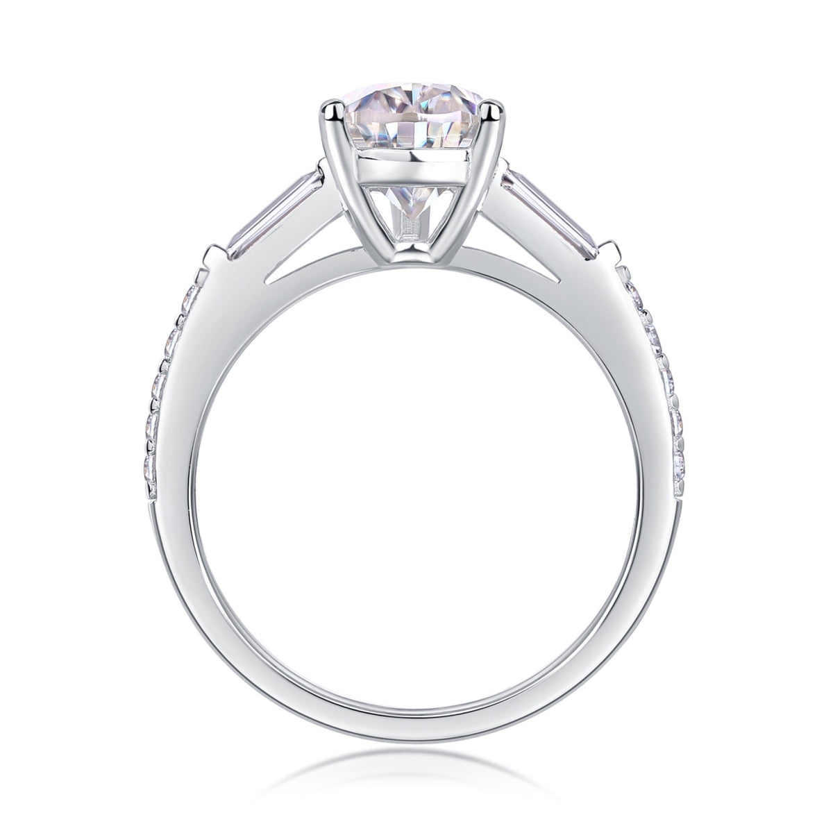 Moonlight Pear-Cut Moissanite Three-Stone Ring in Sterling Silver