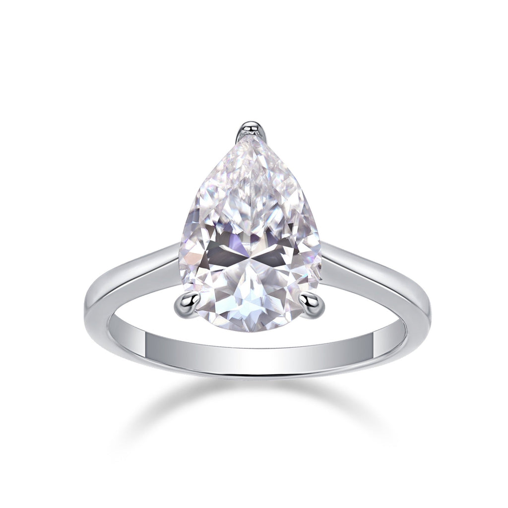 Minima Pear-Cut Moissanite Solitaire Ring in Sterling Silver