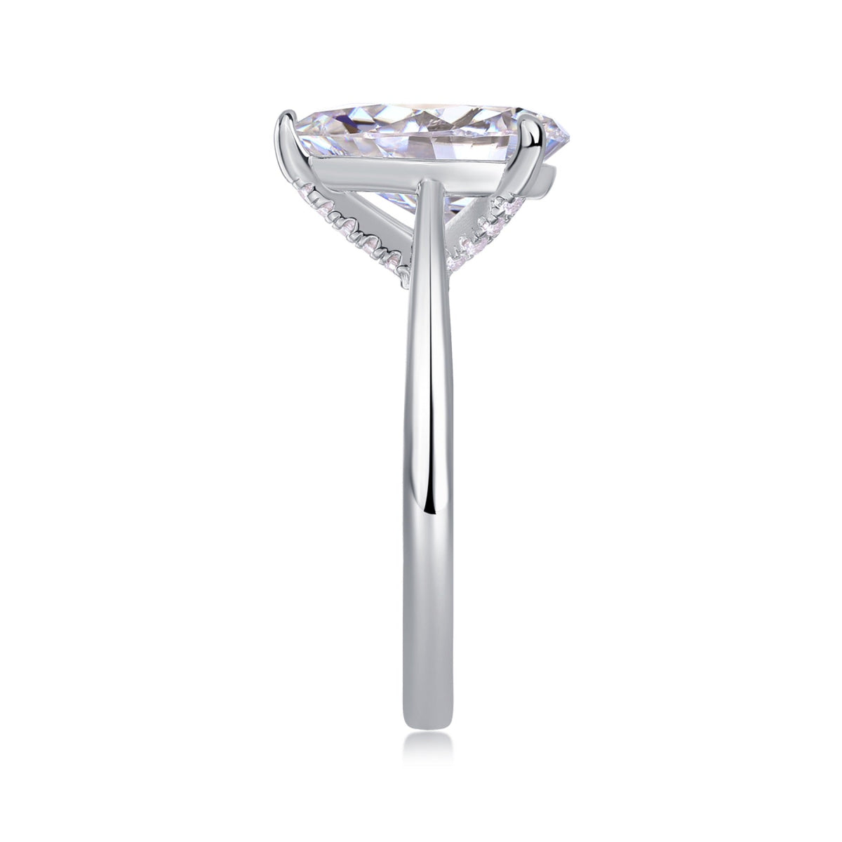 Minima Pear-Cut Moissanite Solitaire Ring in Sterling Silver