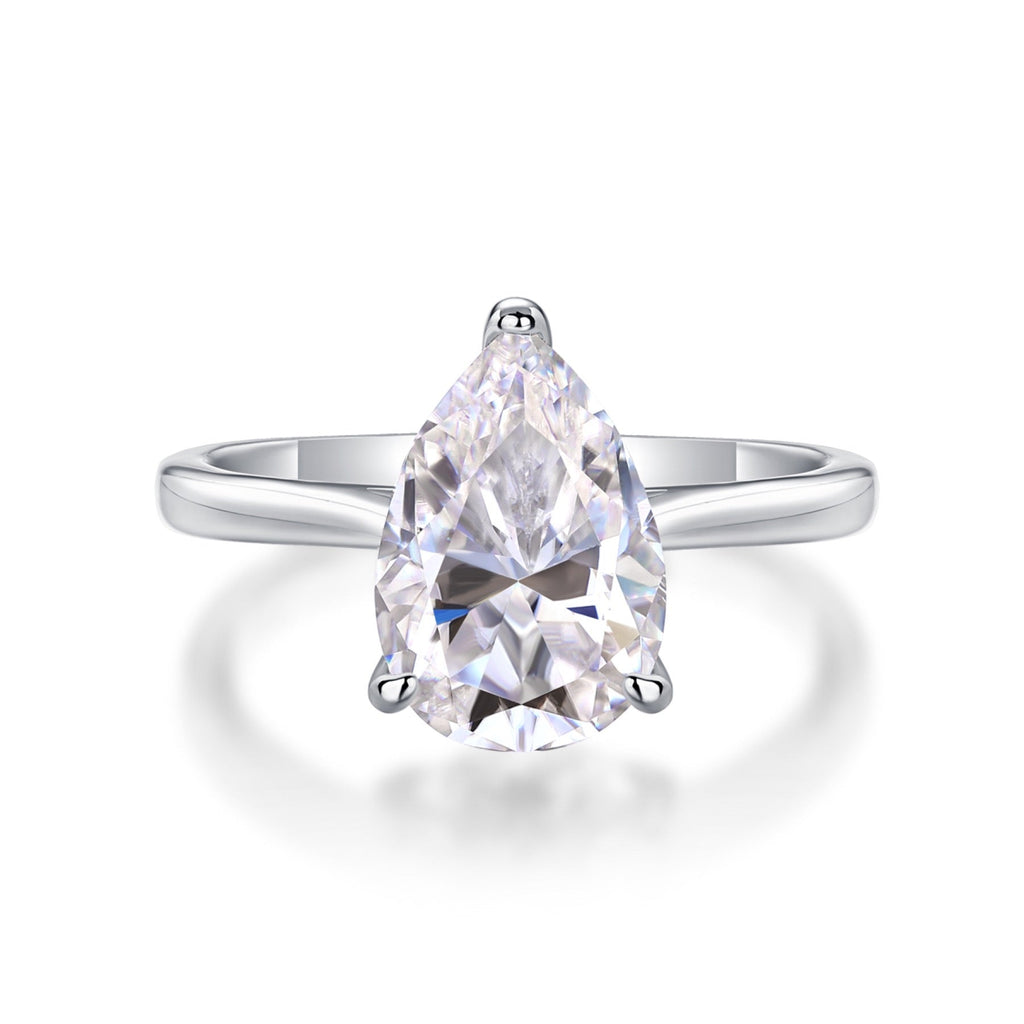 Minima Pear-Cut Moissanite Solitaire Ring in Sterling Silver