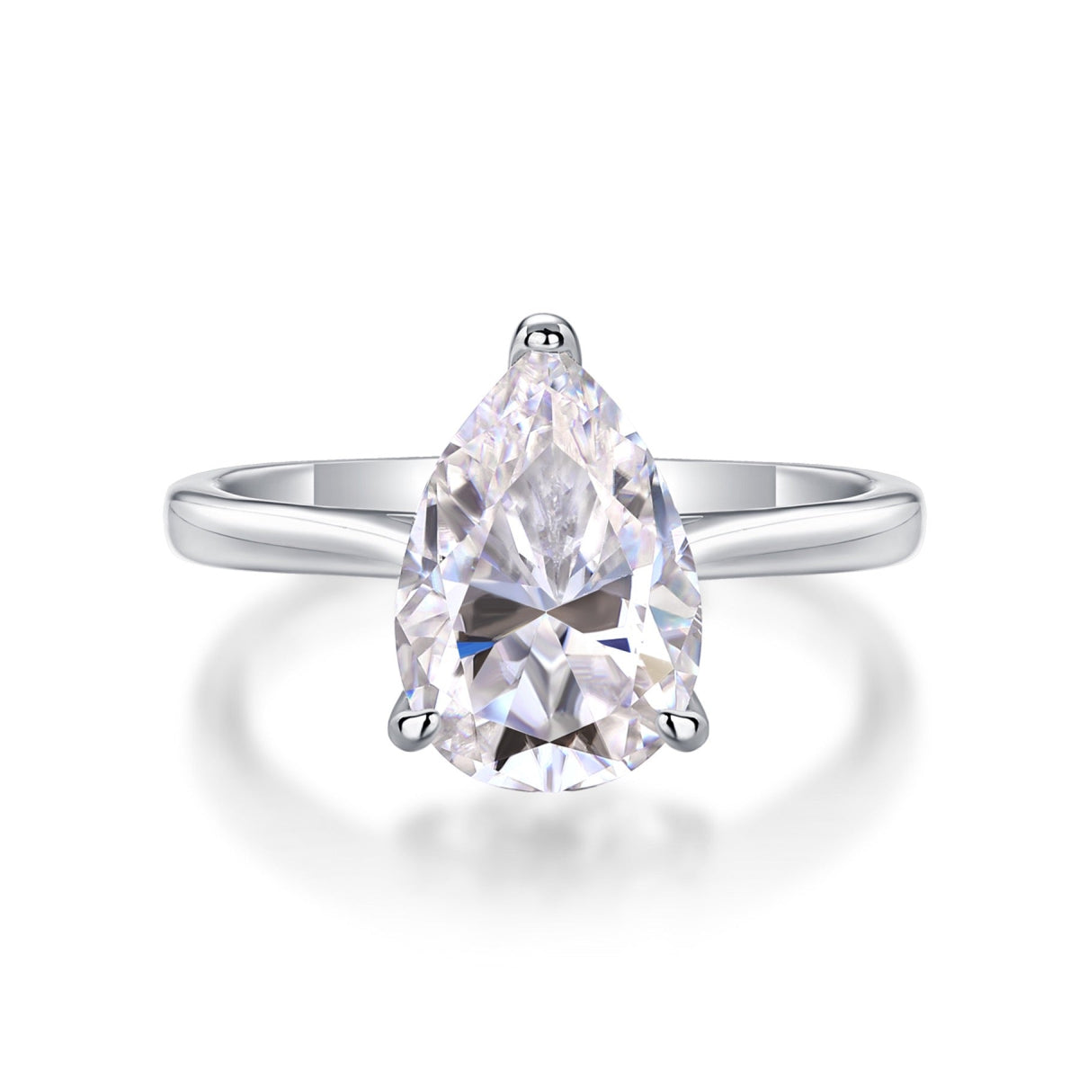 Minima Pear-Cut Moissanite Solitaire Ring in Sterling Silver
