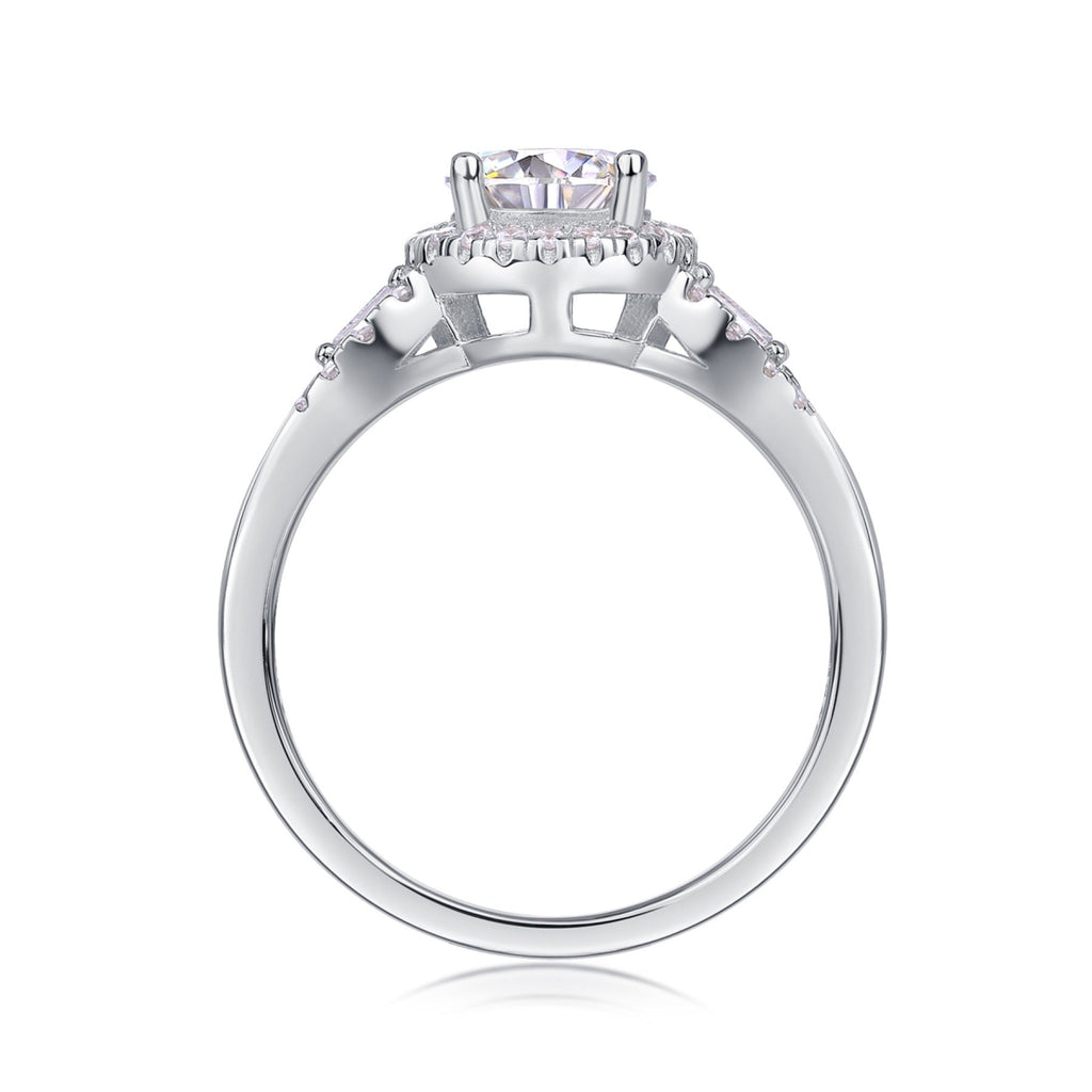 Liberty Moissanite Three-Stone Ring in Sterling Silver