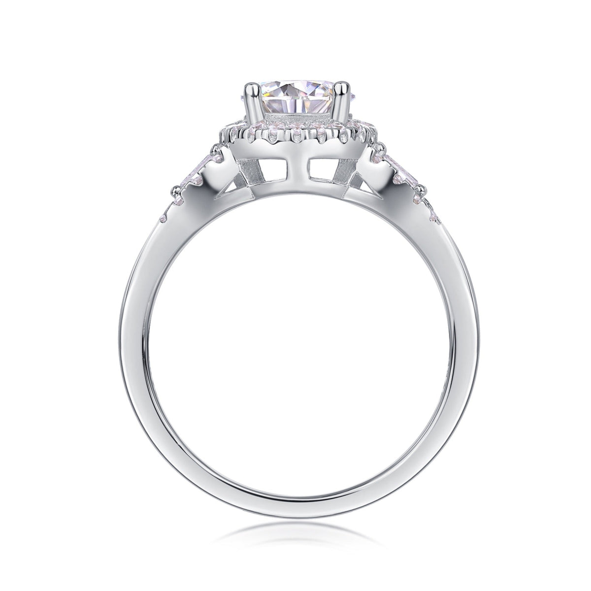 Liberty Moissanite Three-Stone Ring in Sterling Silver
