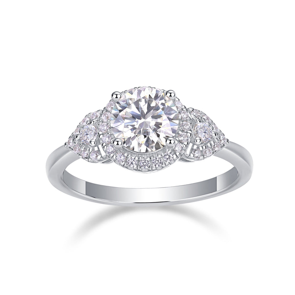 Chiaroscuro Oval-Cut Moissanite Halo Ring in Sterling Silver