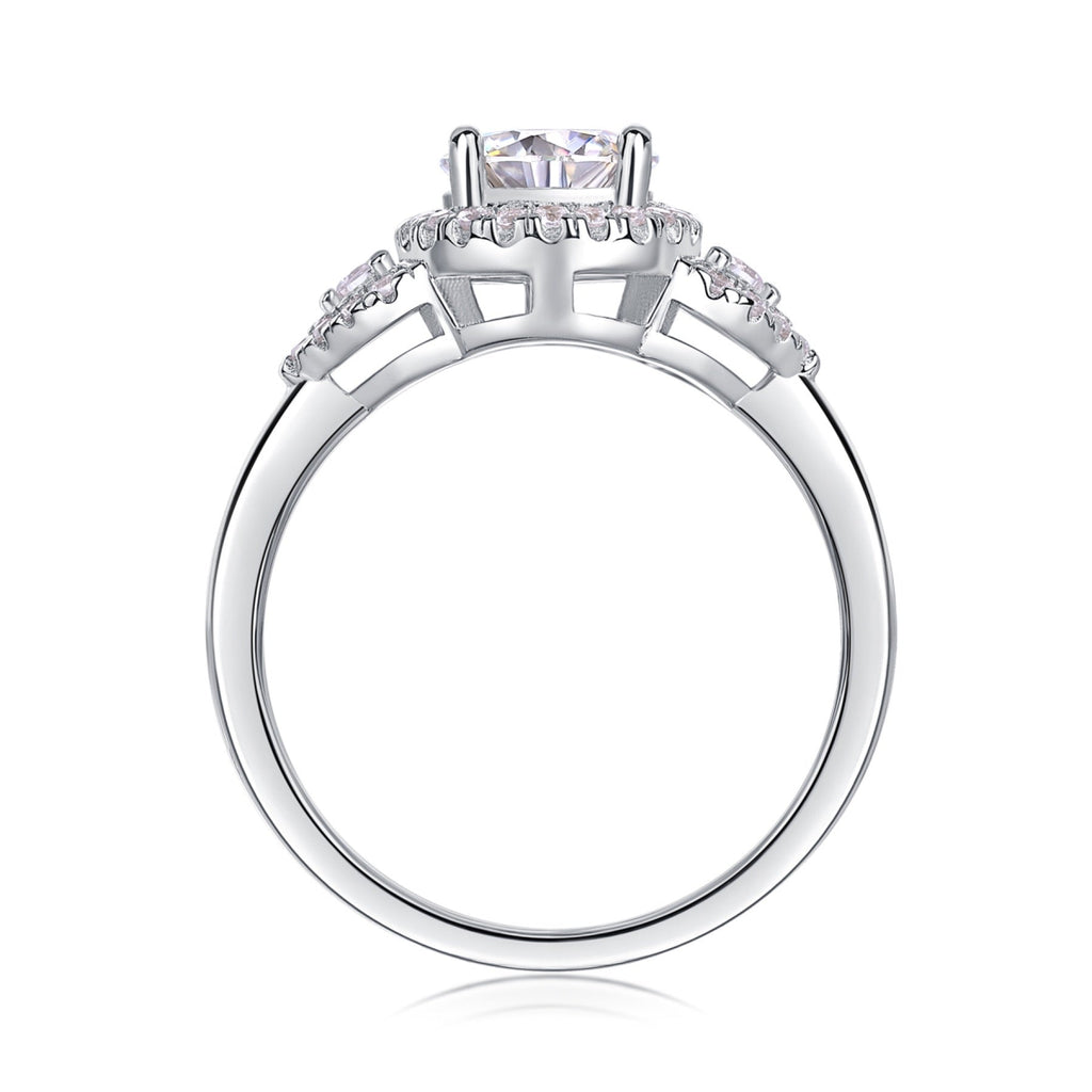 Chiaroscuro Oval-Cut Moissanite Halo Ring in Sterling Silver