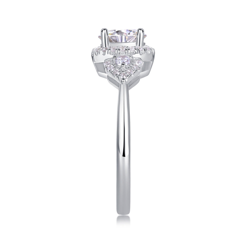 Chiaroscuro Oval-Cut Moissanite Halo Ring in Sterling Silver