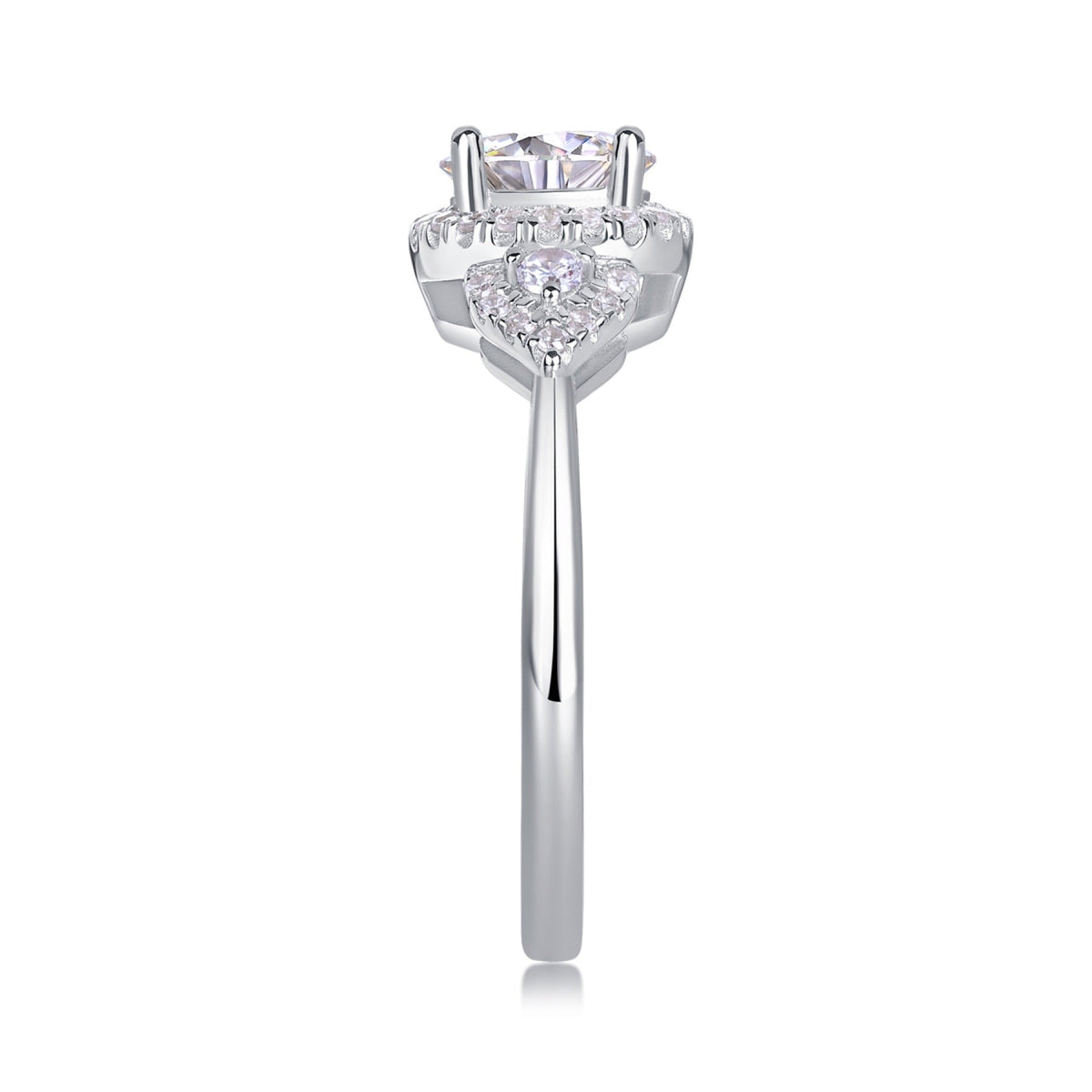 Chiaroscuro Oval-Cut Moissanite Halo Ring in Sterling Silver