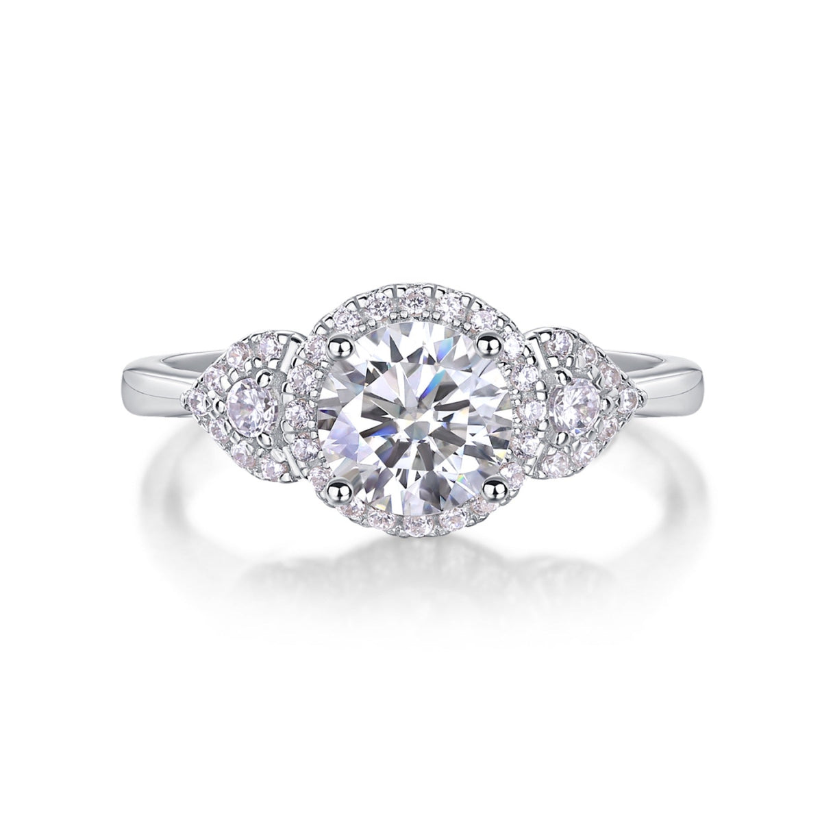 Chiaroscuro Oval-Cut Moissanite Halo Ring in Sterling Silver