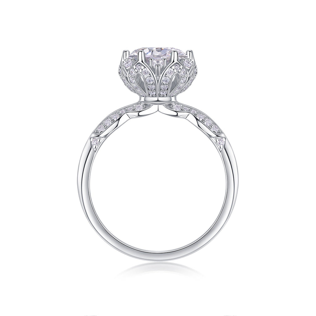Encore 2 Carat Moissanite Halo Ring in Sterling Silver