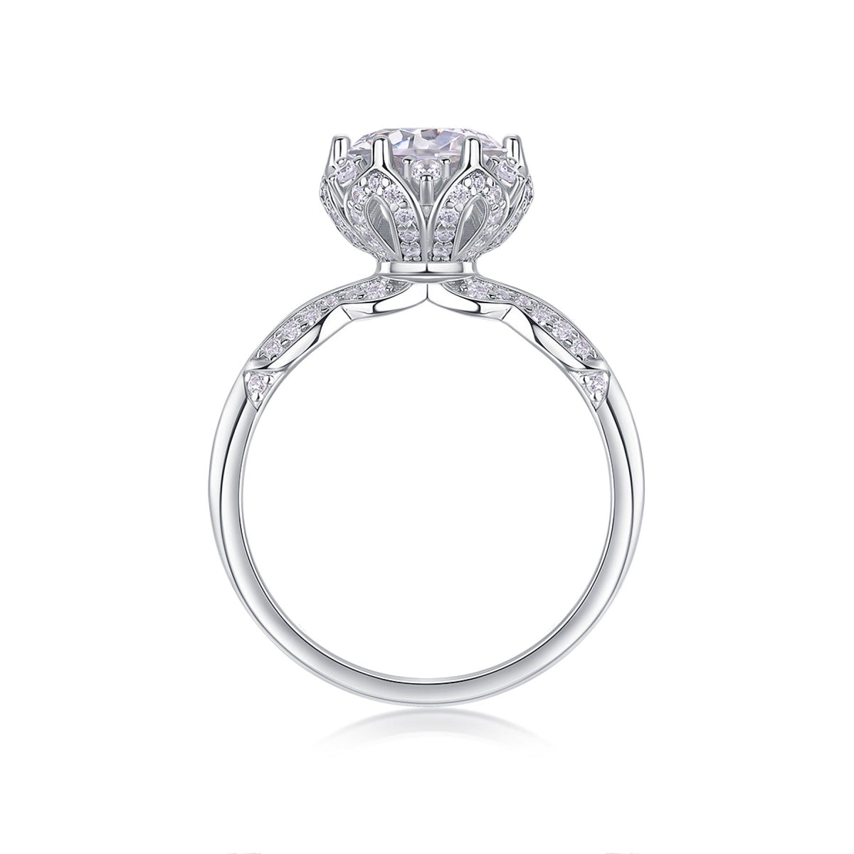 Encore 2 Carat Moissanite Halo Ring in Sterling Silver