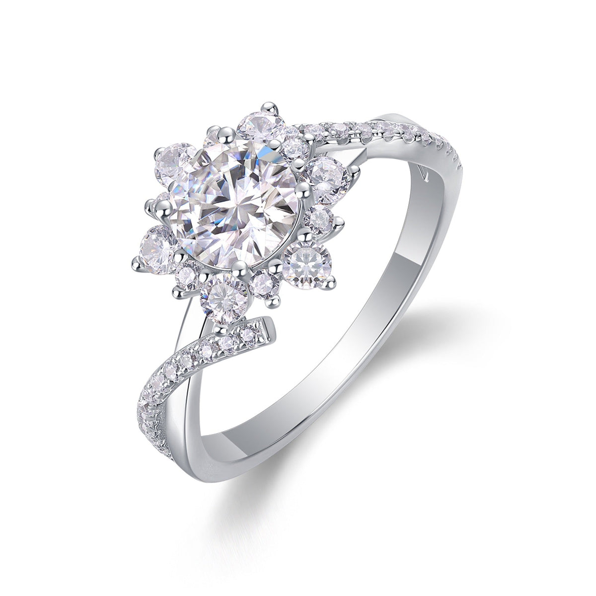 Sonnet Moissanite Cluster Ring in Sterling Silver
