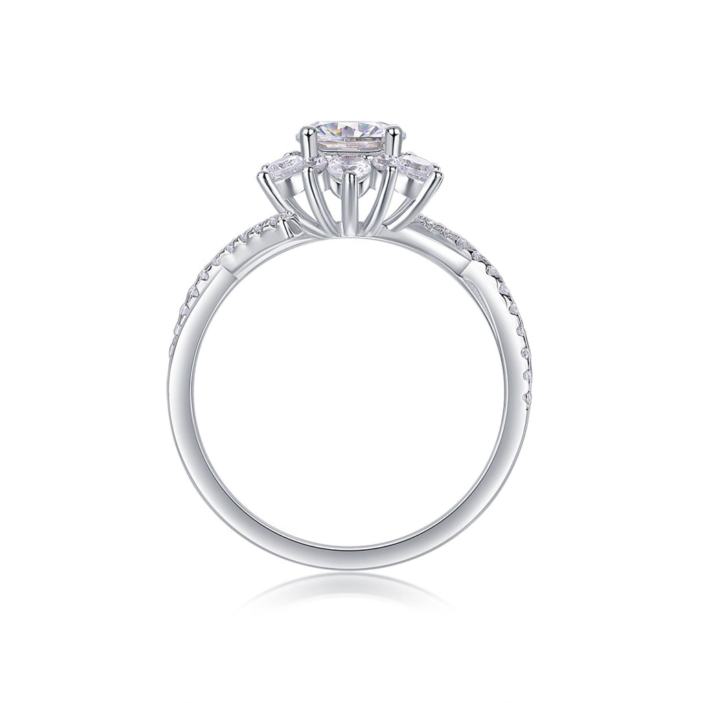 Sonnet Moissanite Cluster Ring in Sterling Silver