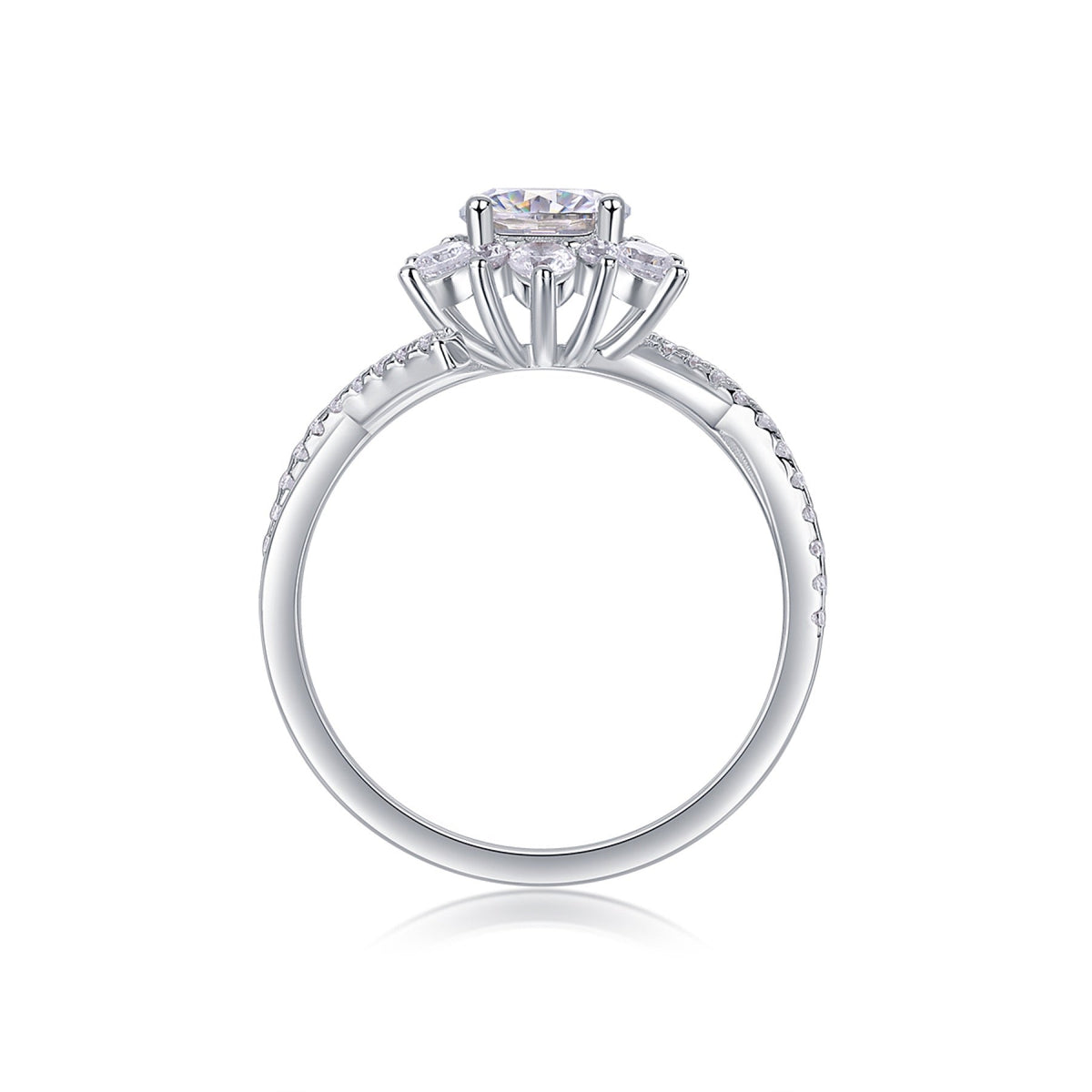 Sonnet Moissanite Cluster Ring in Sterling Silver