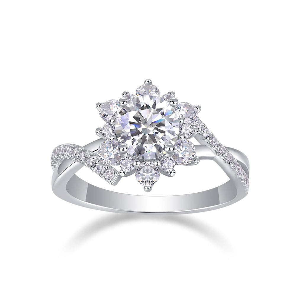 Sonnet Moissanite Cluster Ring in Sterling Silver