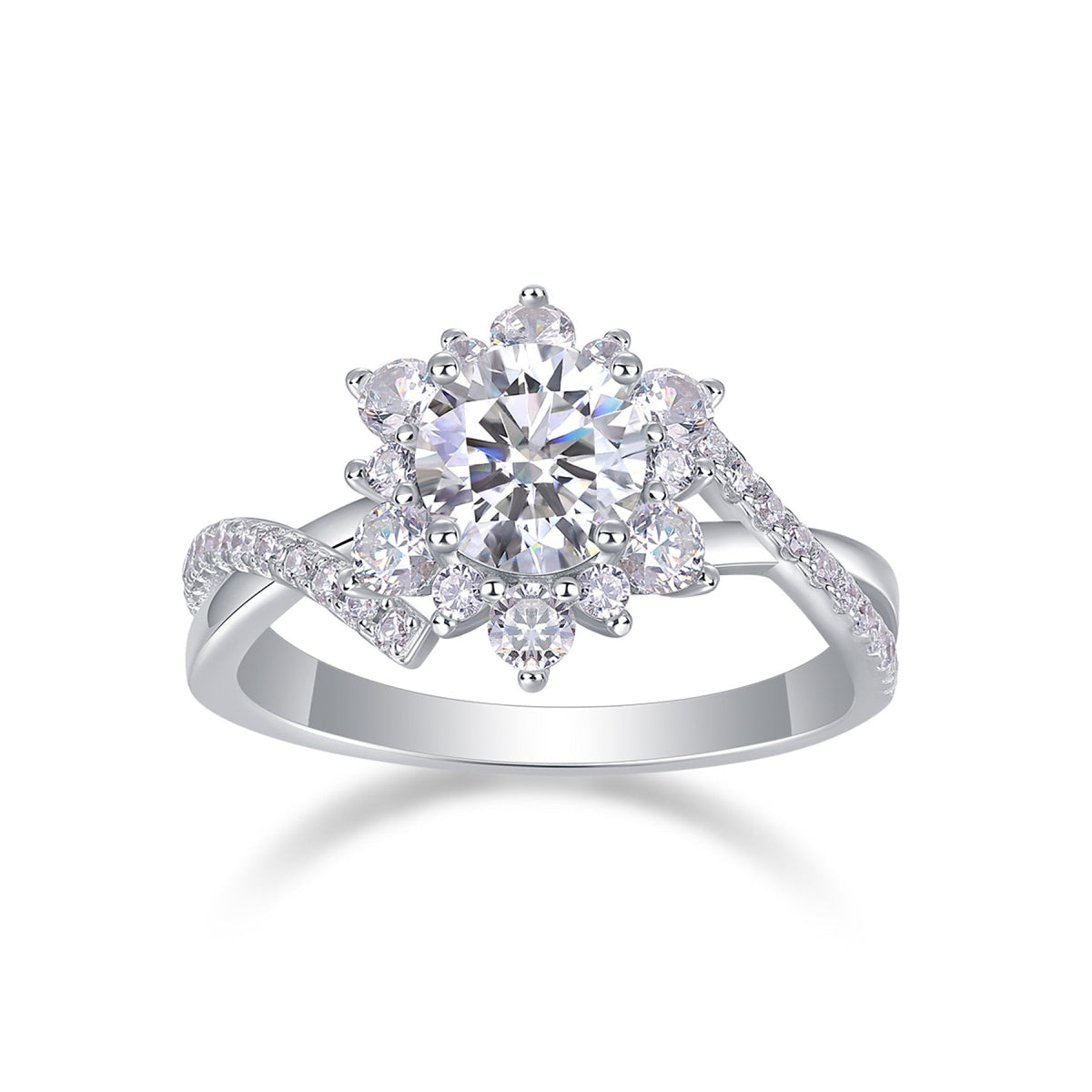 Sonnet Moissanite Cluster Ring in Sterling Silver