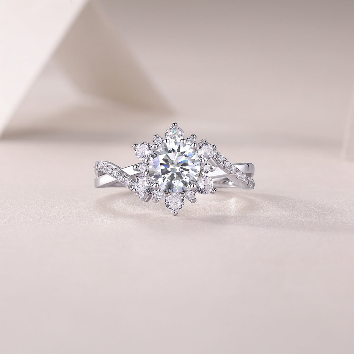 Sonnet Moissanite Cluster Ring in Sterling Silver