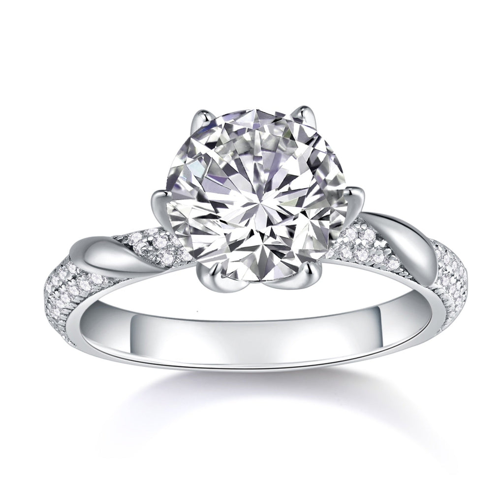Arctic 3 Carat Moissanite Solitaire Ring in Sterling Silver