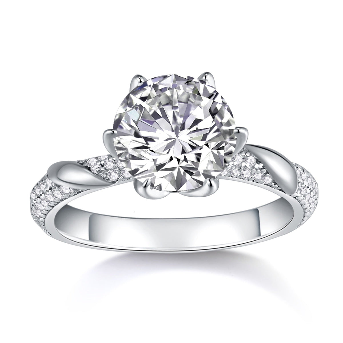 Arctic 3 Carat Moissanite Solitaire Ring in Sterling Silver