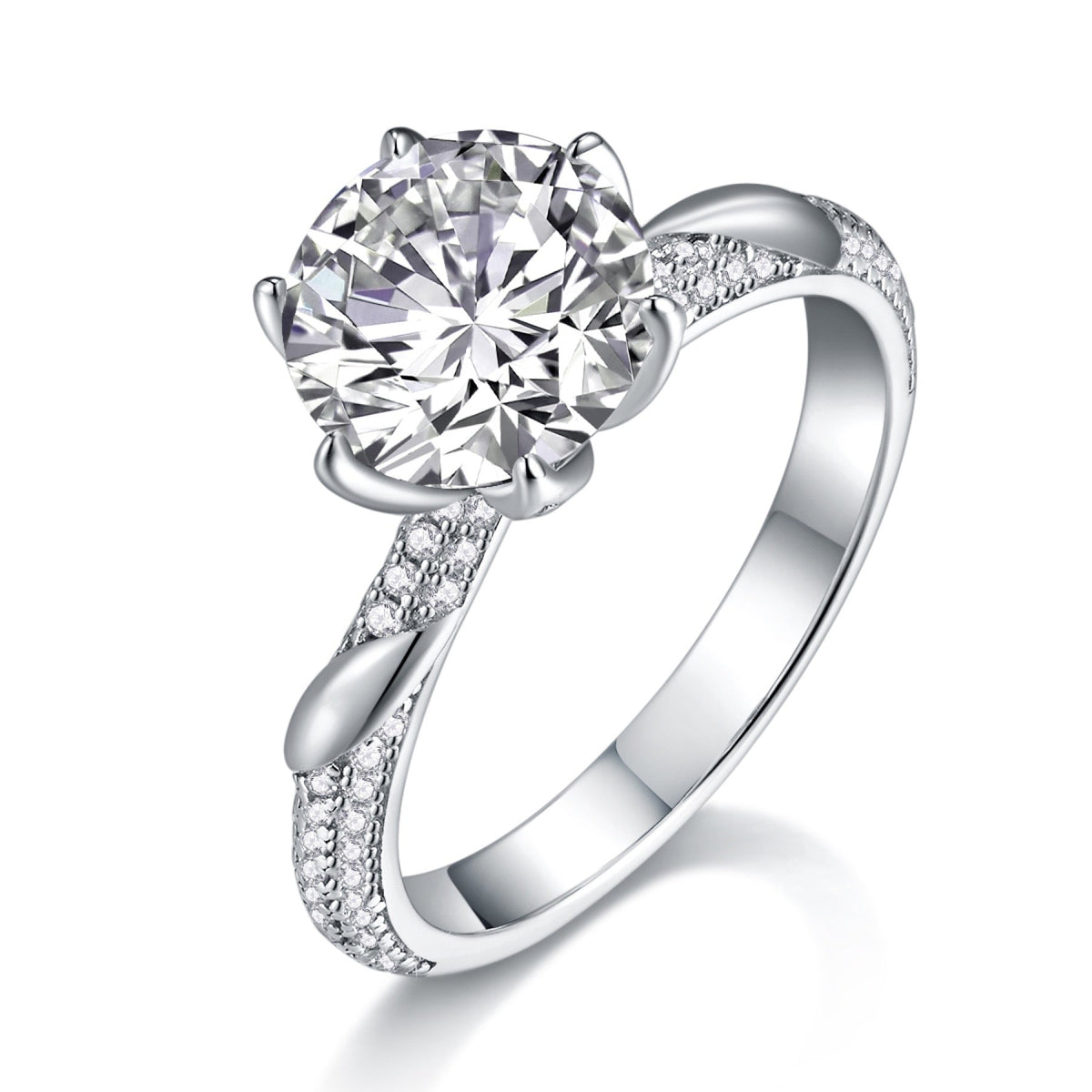 Arctic 3 Carat Moissanite Solitaire Ring in Sterling Silver