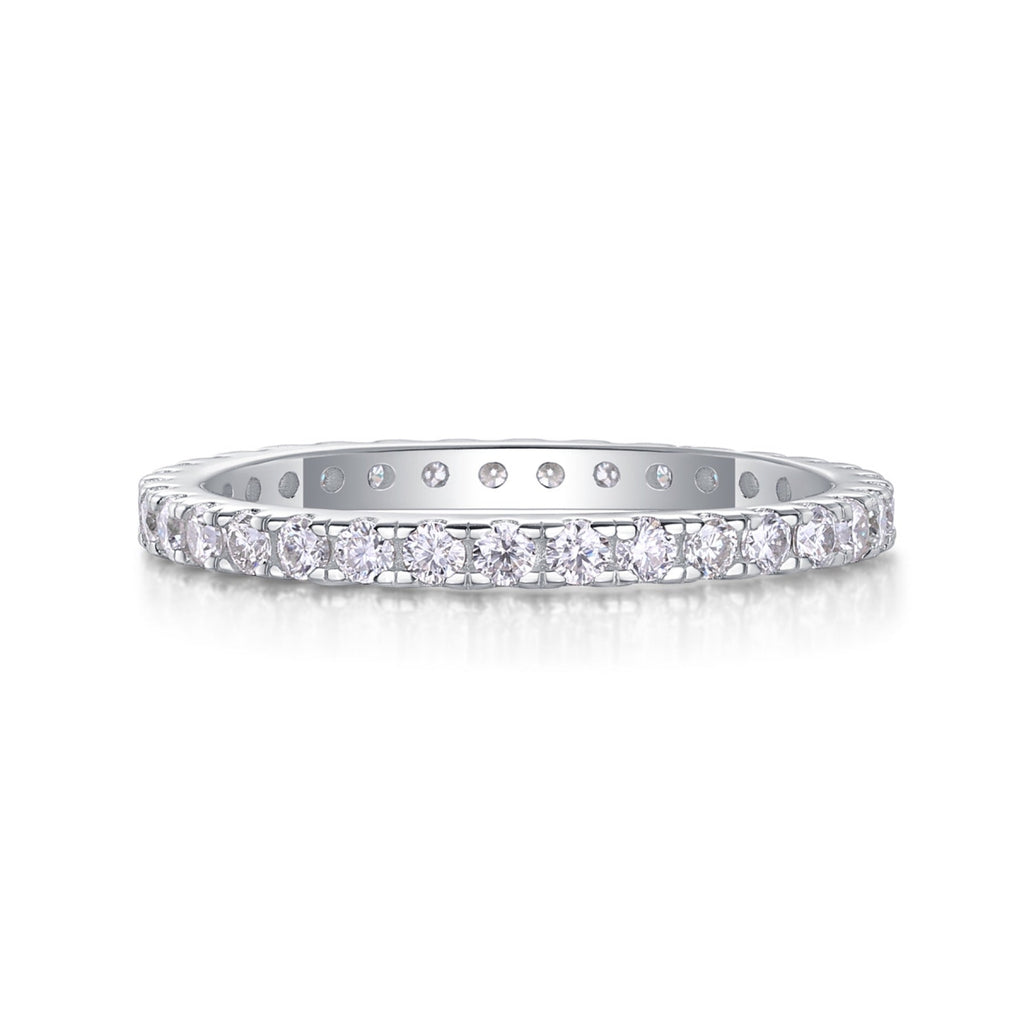 Daylight Moissanite Eternity Band Ring in Sterling Silver